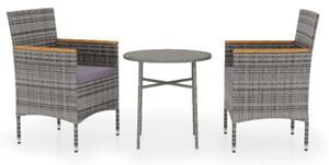 3 részes szürke polyrattan kerti étkezőgarnitúra