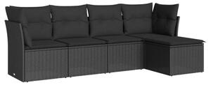 VidaXL 5 részes Polyrattan Kerti Kanapé Szett - Fekete