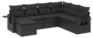 VidaXL 7 Részes Polyrattan Kerti Ülőgarnitúra - Fekete