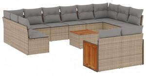 VidaXL Polyrattan Kerti Ülőgarnitúra - 13 részes - Bézs