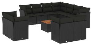 VidaXL Polyrattan Kerti Ülőgarnitúra - 12 részes - Fekete