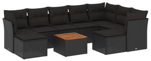 VidaXL Polyrattan Kerti Ülőgarnitúra - 10 részes - Fekete