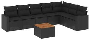 VidaXL Polyrattan Kerti Ülőgarnitúra - 8 részes - Fekete