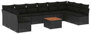 VidaXL Polyrattan Kerti Ülőgarnitúra - 11 részes - Fekete