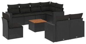 VidaXL Polyrattan Kerti Ülőgarnitúra - 9 részes - Fekete