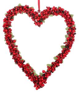 Üggő dekoráció Szív bogyókkal, 21 x 25 x 2 cm