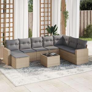 VidaXL Polyrattan Kerti Ülőgarnitúra - 9 részes - Bézs