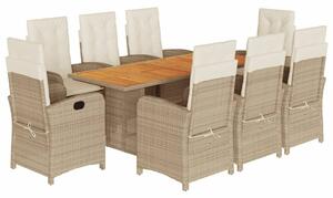 VidaXL Polyrattan Kerti Étkezőgarnitúra - 9 részes - Bézs