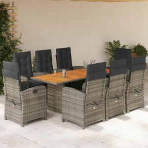 VidaXL Polyrattan Kerti Étkezőgarnitúra - 9 részes - Szürke