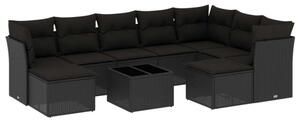VidaXL Polyrattan Kerti Ülőgarnitúra - 10 részes - Fekete