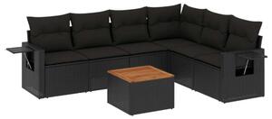 VidaXL Polyrattan Kerti Ülőgarnitúra - 7 részes - Fekete