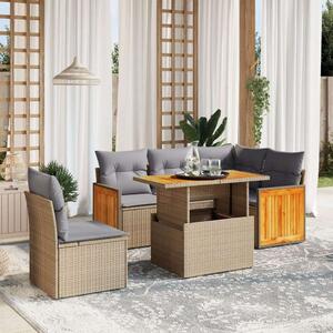 VidaXL Polyrattan Kerti Ülőgarnitúra - 6 részes - Bézs
