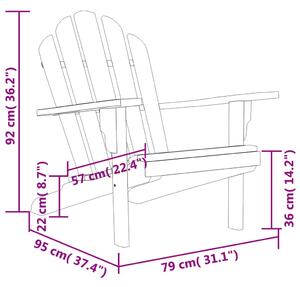 VidaXL tömör tíkfa kerti adirondack szék 79 x 95 x 92 cm
