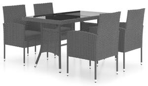 VidaXL 5 Részes Fekete Polyrattan Kerti Étkezőgarnitúra