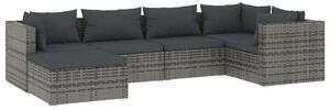 Polyrattan Kerti Ülőgarnitúra - 6 részes - Szürke