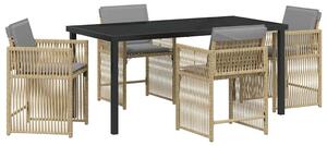 Kert étkező szett 5 pcs Bézs polirattan