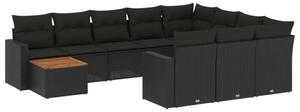 VidaXL Polyrattan Kerti Ülőgarnitúra - 11 részes - Fekete