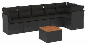 VidaXL Polyrattan Kerti Ülőgarnitúra - 7 részes - Fekete