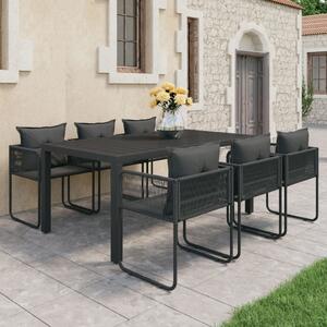 7 részes fekete PVC rattan kerti étkezőgarnitúra