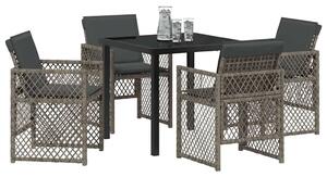 Kert étkező szett 5 pcs Szürke polirattan
