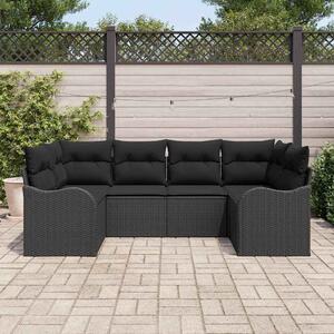 Kerti Kanapé Szett tárolóval 6 pcs Fekete Poli rattan