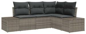 Kerti Kanapé Szett tárolóval 4 pcs Szürke polirattan