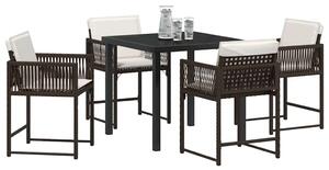 VidaXL Kert étkező szett 5 pcs Barna polirattan