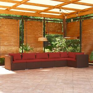 6 részes barna polyrattan kerti ülőgarnitúra párnákkal