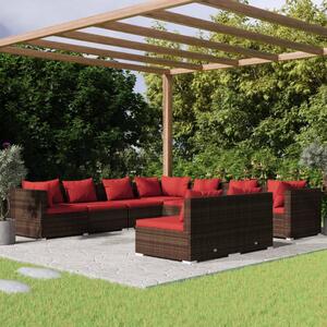 9 részes barna polyrattan kerti ülőgarnitúra párnákkal