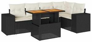VidaXL Polyrattan Kerti Ülőgarnitúra - 6 részes - Fekete