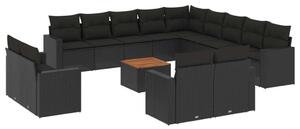VidaXL Polyrattan Kerti Ülőgarnitúra - 14 részes - Fekete