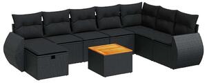 VidaXL Polyrattan Kerti Ülőgarnitúra - 9 részes - Fekete