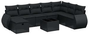 VidaXL Polyrattan Kerti Ülőgarnitúra - 9 részes - Fekete