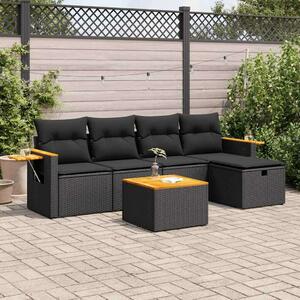 VidaXL Polyrattan Kerti Ülőgarnitúra - 6 részes - Fekete