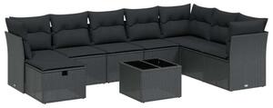 VidaXL Polyrattan Kerti Ülőgarnitúra - 9 részes - Fekete