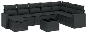 VidaXL Polyrattan Kerti Ülőgarnitúra - 9 részes - Fekete