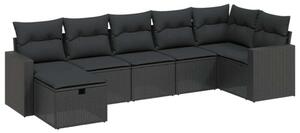 VidaXL Polyrattan Kerti Ülőgarnitúra - 7 részes - Fekete