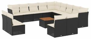 VidaXL Polyrattan Kerti Ülőgarnitúra - 14 részes - Fekete