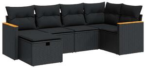VidaXL Polyrattan Kerti Ülőgarnitúra - 6 részes - Fekete