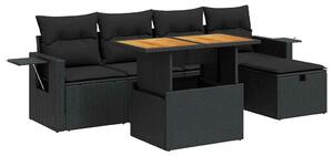 VidaXL Polyrattan Kerti Ülőgarnitúra - 6 részes - Fekete