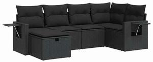 VidaXL Polyrattan Kerti Ülőgarnitúra - 6 részes - Fekete