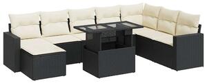 VidaXL Polyrattan Kerti Ülőgarnitúra - 9 részes - Fekete