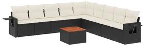 VidaXL Polyrattan Kerti Ülőgarnitúra - 10 részes - Fekete