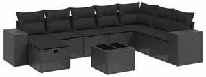 VidaXL Polyrattan Kerti Ülőgarnitúra - 9 részes - Fekete