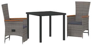 Kert étkező szett párnával 3 pcs Szürke Poli rattan