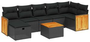 VidaXL Polyrattan Kerti Ülőgarnitúra - 8 részes - Fekete