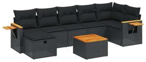 VidaXL Polyrattan Kerti Ülőgarnitúra - 8 részes - Fekete
