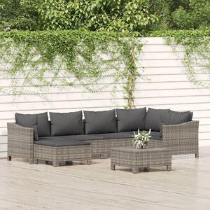 7 részes szürke polyrattan kerti ülőgarnitúra párnákkal