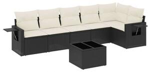 VidaXL Polyrattan Kerti Ülőgarnitúra - 7 részes - Fekete