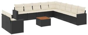 VidaXL Polyrattan Kerti Ülőgarnitúra - 12 részes - Fekete